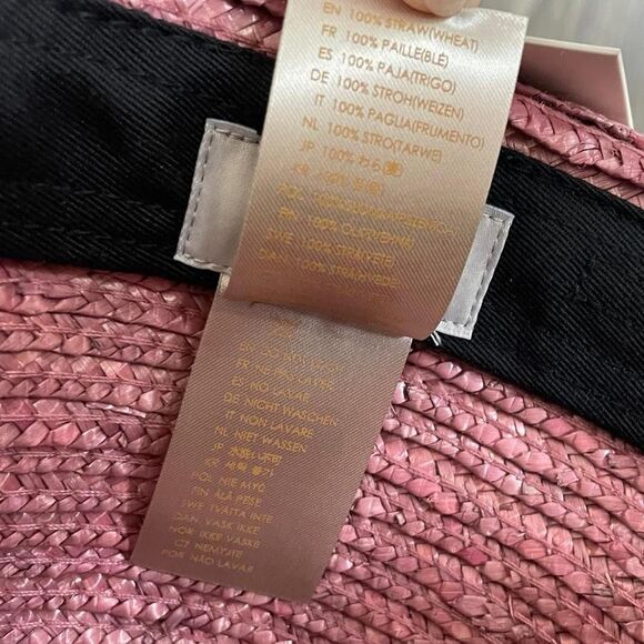 Brixton Pink Straw Sun Hat Joanna Short Brim In Dusty Rose Medium (7 1/4) - Picture 4 of 7